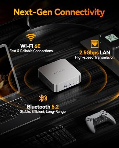 GEEKOM A8 Mini PC with AMD Ryzen 7 8745HS (Beats 6800H), 16GB DDR5 RAM (Upgradable, Not LPDDR) 1TB NVMe SSD, Windows 11 Pro Desktop Computer for Home&Business, USB4, SD Slot, 8K | WiFi 6E, 2.5G LAN|B0F5VY7B9S