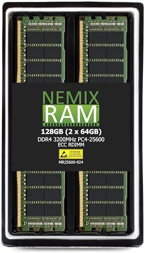 NEMIX RAM 256GB (4X64GB DDR4 3200MHZ PC4-25600 2Rx4 1.2V CL22 288-PIN ECC RDIMM Registered Server Memory KIT Compatible with Dell PowerEdge T550 Tower