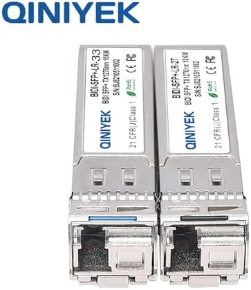 A Pair 10G BIDI SFP+ Single Mode Fiber Module, 10Gb SFP+ LC LR 1270nm 1330nm, Bidi Gbic for Cisco SFP-10G-BXD-I (1330nm-TX/1270nm-RX) / SFP-10G-BXU-I (1270nm-TX/1330nm-RX),10~20KM, with DOM|B0CYC6P6KF