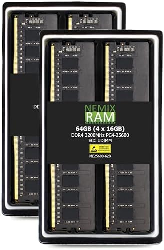 NEMIX RAM 128GB (4X32GB DDR4 3200MHZ PC4-25600 2Rx8 1.2V CL22 288-PIN ECC Unbuffered UDIMM KIT Compatible with Dell PowerEdge R350 Rack Server