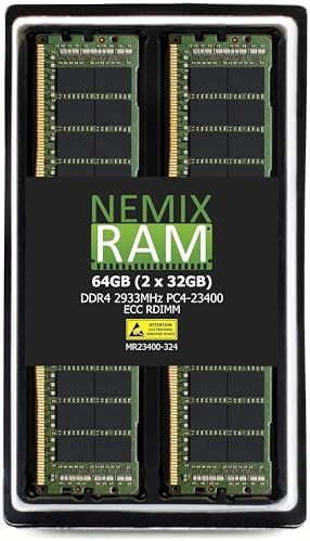 NEMIX RAM 128GB (4X32GB DDR4 2933MHZ PC4-23400 2Rx4 1.2V CL21 288-PIN ECC RDIMM KIT Registered Server Memory Compatible with Dell PowerEdge R740xd Rack Server