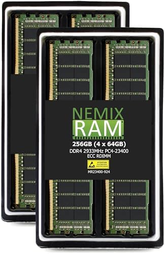 NEMIX RAM 128GB (4X32GB DDR4 2933MHZ PC4-23400 2Rx4 1.2V CL21 288-PIN ECC RDIMM KIT Registered Server Memory Compatible with Dell PowerEdge R740xd Rack Server