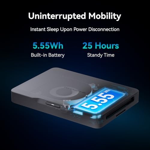 Khadas Mind 2s AI Mini PC - 96 Tops AI Performance, Intel Core Ultra 7 255H｜64GB LPDDR5X+2TB SSD｜5.55Wh Battery｜Only 435g｜Thunderbolt 4｜8K UHD｜Win 11 Home｜Micro Desktop Computer for Work and Gaming