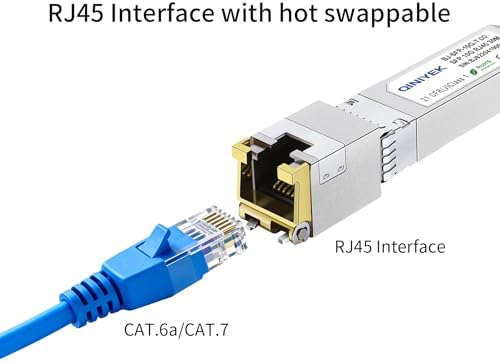 [2 Pack] 1.25/2.5/5/10G SFP+ to RJ45 Transceiver, Copper SFP+ Module, Cat.6a/7, up to 30m, for Cisco SFP-10G-T-S, MikroTik S+RJ10, Ubiquiti UF-RJ45-10G, Netgear AXM765, Netgear, TP-Link, Fortinet|B0BZPD68R7