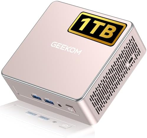 GEEKOM A8 Mini PC with AMD Ryzen 7 8745HS (Beats 6800H), 16GB DDR5 RAM (Upgradable, Not LPDDR) 1TB NVMe SSD, Windows 11 Pro Desktop Computer for Home&Business, USB4, SD Slot, 8K | WiFi 6E, 2.5G LAN|B0F5VY7B9S