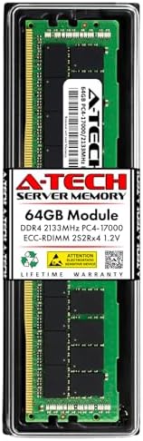 A-Tech 64GB Kit (2x32GB DDR4 2666MHz PC4-21300 ECC RDIMM 2Rx4 Dual Rank 1.2V ECC Registered DIMM 288-Pin Server & Workstation RAM Memory Upgrade Modules (A-Tech Enterprise Series