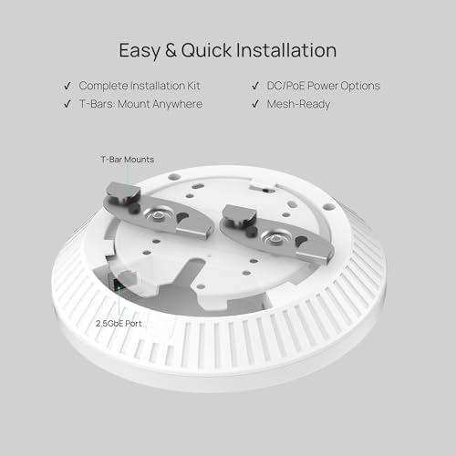 TP-Link Omada WiFi 7 Wireless Access Point | BE5000 Dual Band | 2.5G Port | PoE or DC Powered & Adapter Included | Seamless Roaming | Easy Setup | 5-Year Warranty | Remote Managed(EAP720
