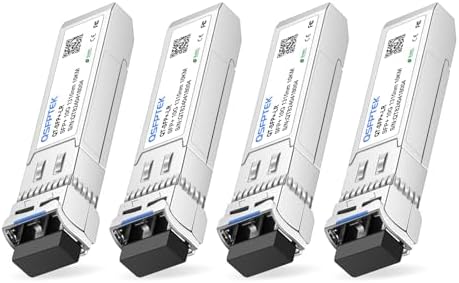 QSFPTEK 4Packs 10GBASE-LR Transceiver, 10G SFP+ Patch Module, 1310nm, 10km, DDM LC, 10Gbe Ethernet Mini-GBIC for Cisco SFP-10G-LR, Ubiquiti UF-SM-10G, Mikrotik, Netgear, Qnap NAS, D-Link|B08P4MFPD5