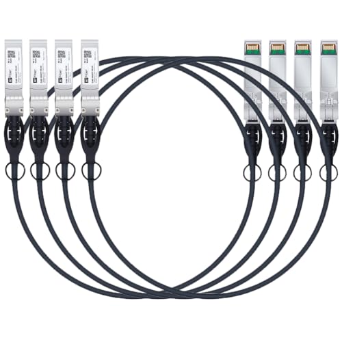 H!Fiber 2 Pack SFP+ Cable, 10G SFP+ DAC, 0.5M(1.64ft), Passive Direct Attach Copper Twinax Cable for Cisco SFP-H10GB-CU0.5M, Ubiquiti UniFi UC-DAC-SFP+, Meraki, Mikrotik, Intel, Fortinet, Netgear|B09K7DZD6N