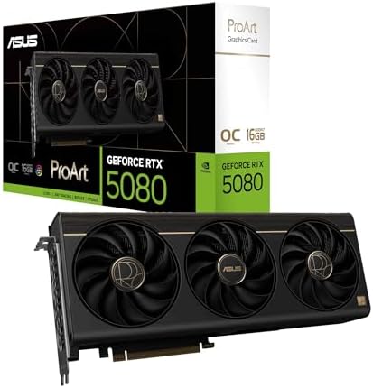 ASUS ROG Astral GeForce RTX™ 5080 OC Edition Gaming Graphics Card (PCIe® 5.0, 16GB GDDR7, HDMI®/DP 2.1, 3.8-Slot, 4-Fan Design, Axial-tech Fans, Patented Vapor Chamber, Phase-Change GPU Thermal pad