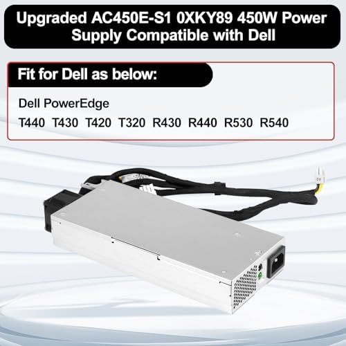 AC450E-S1 XKY89 450W Dell Power Supply Compatible with DELL PowerEdge T440 T430 T420 T320 R430 R440 R530 R540 Replaces T7MF2 FSD061-240G2 DPS-450AB-6 FSD061-242G【18pin+10pin*2+8pin】