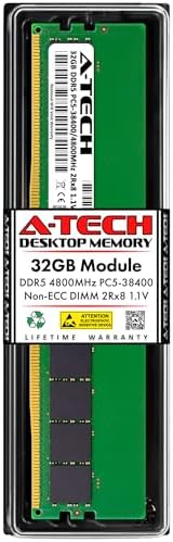 A-Tech 16GB DDR5 4800MHz PC5-38400 CL40 UDIMM 1.1V Non-ECC Unbuffered DIMM 288-Pin Desktop PC/Computer RAM Memory Upgrade Module
