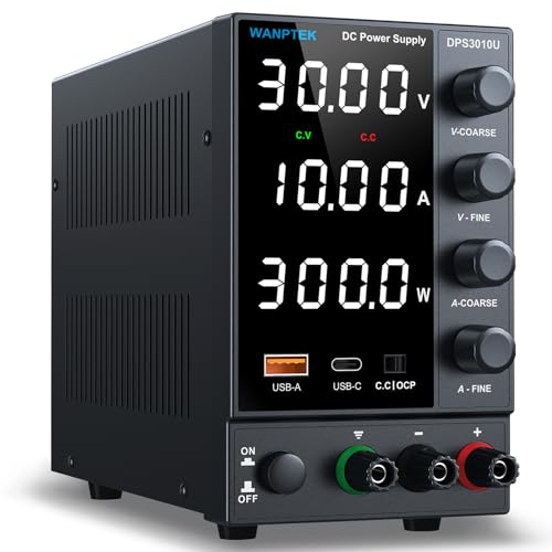 DC Power Supply Variable 0-30V 0-10A, Adjustable Switching Regulated Bench Power Supplies with Encoder Coarse & Fine Knob, 3.6A USB & Type-C Quick-Charge, OCP Overcurrent Protection|B0CN989377