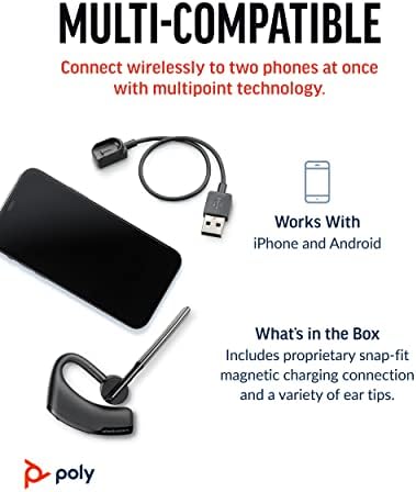 Poly Voyager Legend Wireless Headset (Plantronics) - Single-Ear Bluetooth w/Noise-Canceling Mic - Voice Controls - Mute & Volume Buttons - Ergonomic Design -Connect to Mobile/Tablet via Bluetooth -FFP|B00DQ5NU76