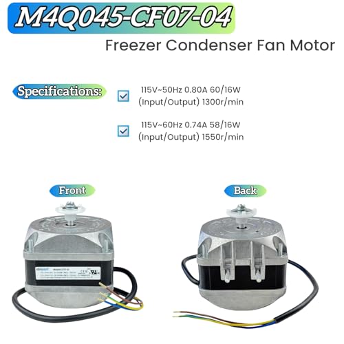 for ebm-papst M4Q045-CF07-04 Freezer Condenser Fan Motor, 115V AC Fan Motor Compatible with Qideyipe,0.80/0.74A 50Hz/60Hz 1550RPM, Refrigerator Cover Pole Motor M4Q045-CF07-04|B0DSQ2771F