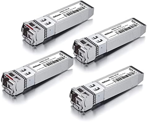 10GTEK 10GBase-SR SFP+ LC Transceiver, 10G 850nm Multimode SFP Module, up to 300 Meters, for Cisco SFP-10G-SR, Meraki MA-SFP-10GB-SR, Ubiquiti UniFi UF-MM-10G, Fortinet, TP-Link and More, Pack of 2|B08BP55663