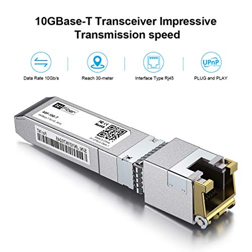 H!Fiber.com 4 Pack 10Gb SFP+ RJ45 Module, 10Gbase-T Ethernet SFP+ Copper Transceiver Support 10G/5G/2.5G/1.25G, Compatible with Cisco SFP-10G-T-S, Ubiquiti UF-RJ45-10G, UniFi, TP-Link, MikroTik, 30m|B0DN6TBR6L