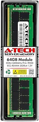 A-Tech 64GB Kit (2x32GB DDR4 2666MHz PC4-21300 ECC RDIMM 2Rx4 Dual Rank 1.2V ECC Registered DIMM 288-Pin Server & Workstation RAM Memory Upgrade Modules (A-Tech Enterprise Series