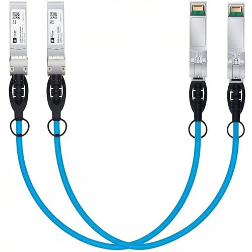H!Fiber 2 Pack SFP+ Cable, 10G SFP+ DAC, 0.5M(1.64ft), Passive Direct Attach Copper Twinax Cable for Cisco SFP-H10GB-CU0.5M, Ubiquiti UniFi UC-DAC-SFP+, Meraki, Mikrotik, Intel, Fortinet, Netgear|B09K7DZD6N