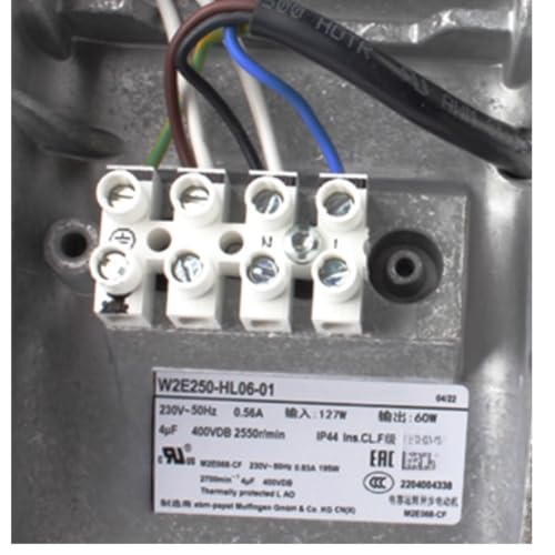 for W2E250-HL06-01 220V 0.56A 127/60W 2550RPM 4uF400VDB 4-Wire Cooling Fan|B0G6MTJXBC