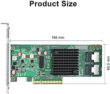 H!Fiber 12G Internal PCIe Controller Card, 8 Ports 12Gb/s SATA + SAS HBA Card, Broadcom's 3008 Chip, PCI Express 3.0 X8, 2X Mini SAS SFF-8643 Ports, Same as 9300-8I with Low Profile Bracket|B0BTM28KFJ