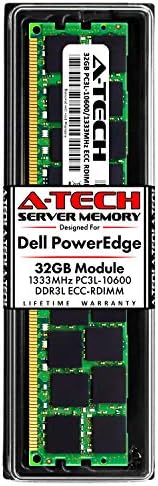 A-Tech 128GB (4x32GB RAM for Dell PowerEdge R415, R515, R715, R810, R815, R910 Servers | DDR3 1333MHz ECC-RDIMM PC3L-10600 4Rx4 1.35V 240-Pin ECC Registered DIMM Server Memory Upgrade Kit