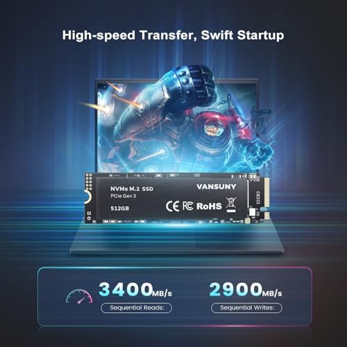 512GB NVMe M.2 Internal Solid State Drive PCIe 3.0 TLC M.2 SSD 3D NAND 2280 Speed up to 3400/2900MB/s Internal Solid State Hard Drive PCIe SSD