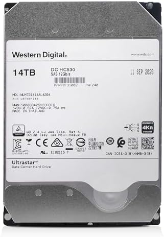 Western Digital Ultrastar DC HC530 WUH721414AL4204 0F31002 14TB SAS 12Gb/s 4Kn 3.5in Enterprise Hard Drive (Renewed