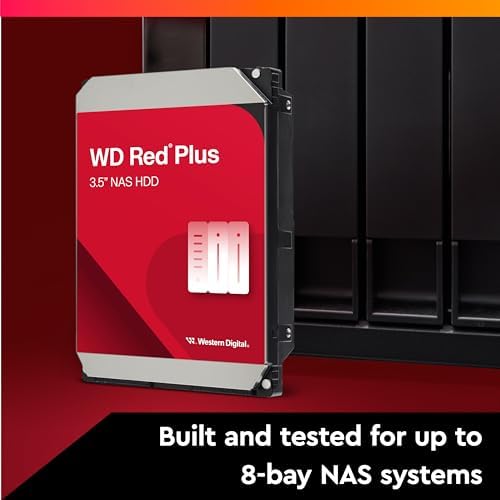 Western Digital 4TB WD Red Plus NAS Internal Hard Drive HDD - 5400 RPM, SATA 6 Gb/s, CMR, 128 MB Cache, 3.5" -WD40EFZX|B08VH8C3WZ