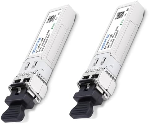 QSFPTEK 4Packs 10GBASE-LR Transceiver, 10G SFP+ Patch Module, 1310nm, 10km, DDM LC, 10Gbe Ethernet Mini-GBIC for Cisco SFP-10G-LR, Ubiquiti UF-SM-10G, Mikrotik, Netgear, Qnap NAS, D-Link|B08P4MFPD5