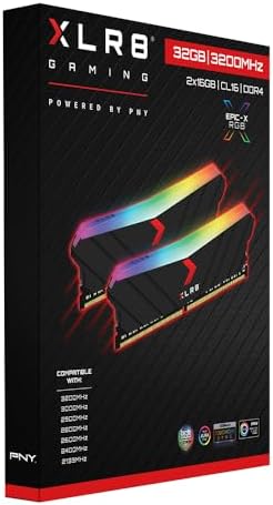 PNY XLR8 Gaming 32GB (2x16GB DDR4 DRAM 3200MHz (PC4-25600 CL16 1.35V RGB Dual Channel Desktop (DIMM Memory – MD32GK2D4320016XRGB