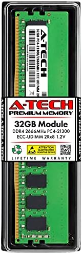A-Tech Server 32GB Kit (2x16GB DDR4 2133MHz PC4-17000 ECC UDIMM 2Rx8 Dual Rank 1.2V ECC Unbuffered DIMM 288-Pin Server & Workstation RAM Memory Upgrade Modules (A-Tech Enterprise Series