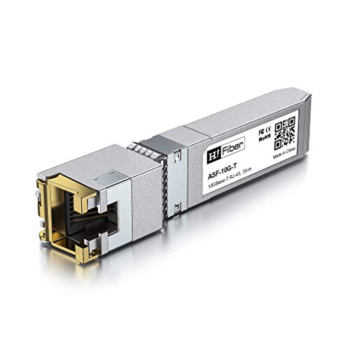 H!Fiber 10Gb SFP+ RJ45 Transceiver, 10Gbase-T SFP+ Ethernet Module Support 10G/5G/2.5G/1.25G, Compatible with Cisco SFP-10G-T-S, Ubiquiti UF-RJ45-10G, UniFi, Meraki,MikroTik,Supermicro and More, 30m|B06XQBFHNL