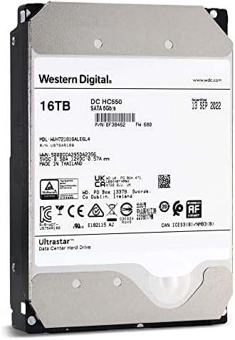 Western Digital Ultrastar DC HC550 WUH721816ALE6L4 0F38462 16TB 7.2K RPM SATA 6Gb/s 512e 512MB 3.5" SE HDD|B0921PYS45