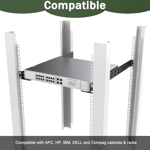 1U Universal Rack Mount Rails 4-Post Server Rack Shelf Rail 16"-30" Adjustable Depth Server Rack Rail Compatible with APC, HP, IBM, DELL, Compag Cabinet & Rack|B0FSS558FD