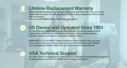 NEMIX RAM 128GB (4X32GB DDR4 2933MHZ PC4-23400 2Rx4 1.2V CL21 288-PIN ECC RDIMM KIT Registered Server Memory Compatible with Dell PowerEdge R740xd Rack Server