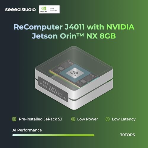 seeed studio NVIDIA Jetson Orin NX 16GB Edge AI Device - reComputer J4012, 4xUSB 3.2, M.2 Key E & Key M Slot, Pre-Installed Jetpack System with NVIDIA Jetpack on 128GB NVMe SSD|B0C88V4CB7