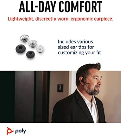 Poly Voyager Legend Wireless Headset (Plantronics) - Single-Ear Bluetooth w/Noise-Canceling Mic - Voice Controls - Mute & Volume Buttons - Ergonomic Design -Connect to Mobile/Tablet via Bluetooth -FFP|B00DQ5NU76