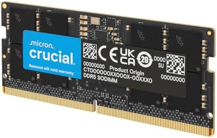 Crucial 32GB DDR5 RAM Kit (2x16GB), 5600MHz (or 5200MHz or 4800MHz) Laptop Memory 262-Pin SODIMM, Compatible with Intel Core and AMD Ryzen 7000, Black - CT2K16G56C46S5|B0BLTDRRLF