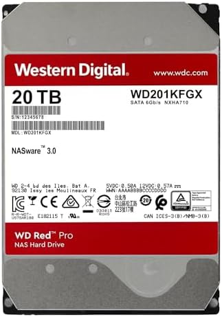 Western Digital 24TB WD Red Pro NAS Internal Hard Drive HDD - 7200 RPM, SATA 6 Gb/s, CMR, 512 MB Cache, 3.5" - WD240KFGX|B0D24TQK3Q