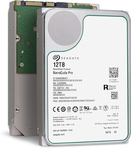Seagate BarraCuda Pro 12TB Internal Hard Drive Performance HDD – 3.5 Inch SATA 6 Gb/s 7200 RPM 256MB Cache for Computer Desktop PC Laptop – Frustration Free Packaging (ST12000DM0007 (Renewed