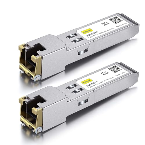 10GTEK 1.25G SFP-T, 1000BASE-T Copper SFP, SFP to RJ45 SFP Module Transceiver for Cisco SFP-GE-T, Meraki, Fortinet, Ubiquiti UniFi UF-RJ45-1G, D-Link, Supermicro, Netgear, TP-Link and More|B00U77IJ2M