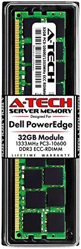 A-Tech 32GB RAM for Dell PowerEdge T320, T420, T620 Tower Servers | DDR3 1333MHz ECC-RDIMM PC3-10600 4Rx4 1.5V 240-Pin ECC Registered DIMM Server Memory Upgrade Module