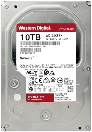 Western Digital 24TB WD Red Pro NAS Internal Hard Drive HDD - 7200 RPM, SATA 6 Gb/s, CMR, 512 MB Cache, 3.5" -WD241KFGX|B0DZY2TN8T