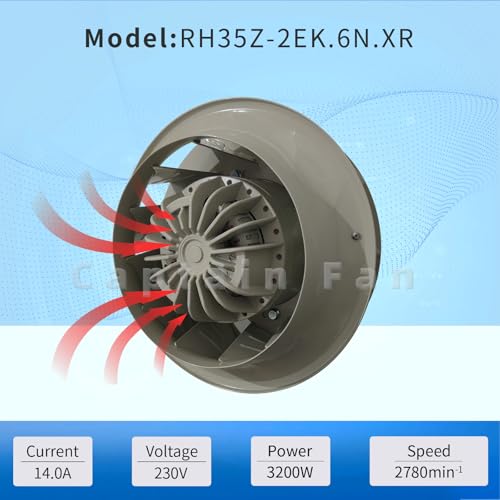 RH35Z-2EK.6N.XR Ziehl-abegg Fan 230VAC 3.20KW 14.0A Centrifugal Fan Replace RH35B-2EK.6N.2R|B0CFFD8WKD
