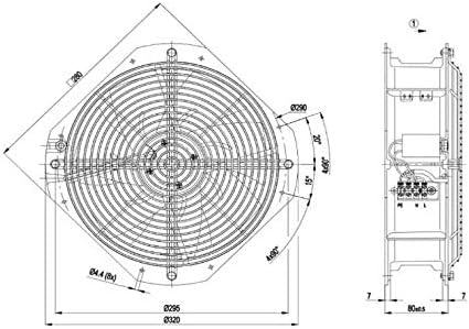 Zyvpee® 280x280x80mm W2E250-HJ52-06 28cm 230V 50/60Hz 0.6/0.88A 135W/200W 2650/2960cfm 4uF 400VDB M2E068-DF SK3327 107 AC Cabinet Fan|B087FFKC1Q