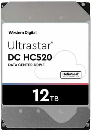 WD Ultrastar 0F29562 DC HC520 12TB HDD SAS-12Gbps 3.5-Inch Internal Hard Drive HUH721212AL4204