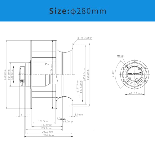 RH28M-2EK.3F.1R Ziehl-abegg Fan 50/60Hz 540W 230VAC Centrifugal Fan Inverter|B09M67LZH9