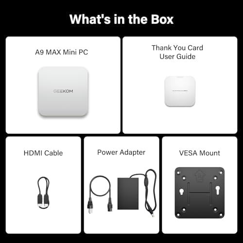 GEEKOM A9 Max AI Mini PC, with AMD Ryzen AI 9 HX 370 (80 Tops), Copilot+ PC, Radeon 890M, 32GB DDR5 (Not LPDDR), 2TB SSD, Win 11 Pro, WiFi 7, BT 5.4, USB4, HDMI 2.1, Dual 2.5GbE, 8K, 3-Year Warranty|B0FJ213R6G