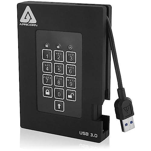 Apricorn 500GB Aegis Padlock Fortress FIPS 140-2 Level 2 Validated 256-Bit Encrypted USB 3.0 Hard Drive with PIN Access (A25-3PL256-500F)|B00E6J2QNU